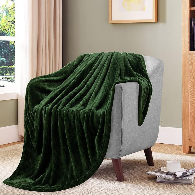 Fleece Blanket Super Soft Cozy Throw Blanket 50" x 60", Lightweight Fuzzy Comfy Textured Flannel Blanket Warm Plush Throw Blankets for Couch, Sofa, Bed, Olive Green