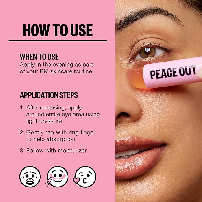 PEACE OUT Age Defying Set, Retinol Eye Jelly Stick + Retinol Eye Lift Patches Bundle for Under Eye Treatment for Fine Lines & Wrinkles, with Encapsulated Retinol, Peptides & Squalane