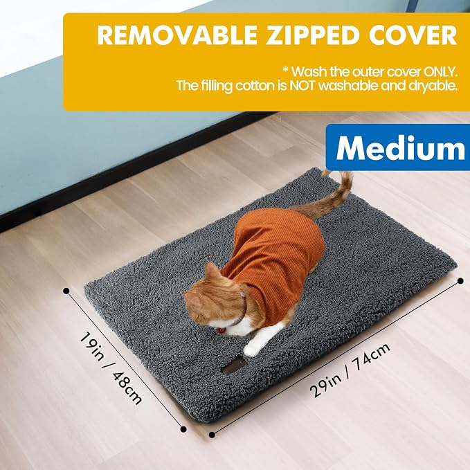 Mora Pets Self Warming Cat Bed Self Heating Cat Dog Mat Pet Pad Extra Warm | Self Heated Cat Bed for Indoor Outdoor Pet House, Removable Washable Cover, Non Slip Bottom, Crinkle-Free, No Plug, 29.1x18.9