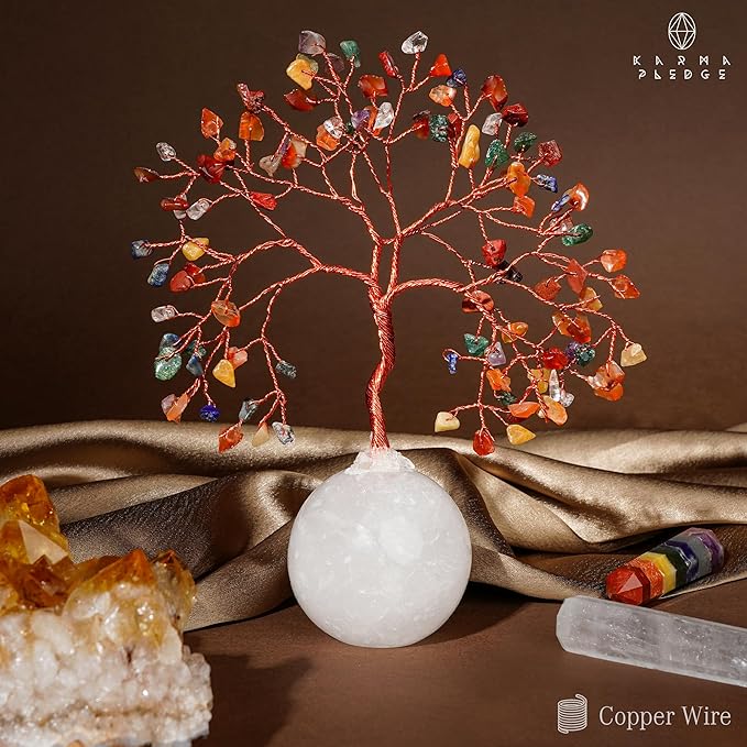7 Chakra Crystal Tree of Life Birthday Gifts for Women, Handmade Home Decor, Office, Room Decoration, Reiki Healing Crystal Chakra Tree for Money, Positivity, Good Luck Gifts for Her, Mom & Dad