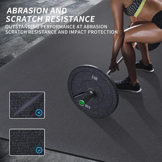 MRO Extra Large Exercise Mat For Home Gym, 15'x6'/12'x6'/9'x6'(7mm) Workout Mats for Gym Flooring, Non-Slip, Extra Thick Durable Cardio Mat, Ideal for Plyo, Weights, MMA, Jump Rope -Shoe Friendly