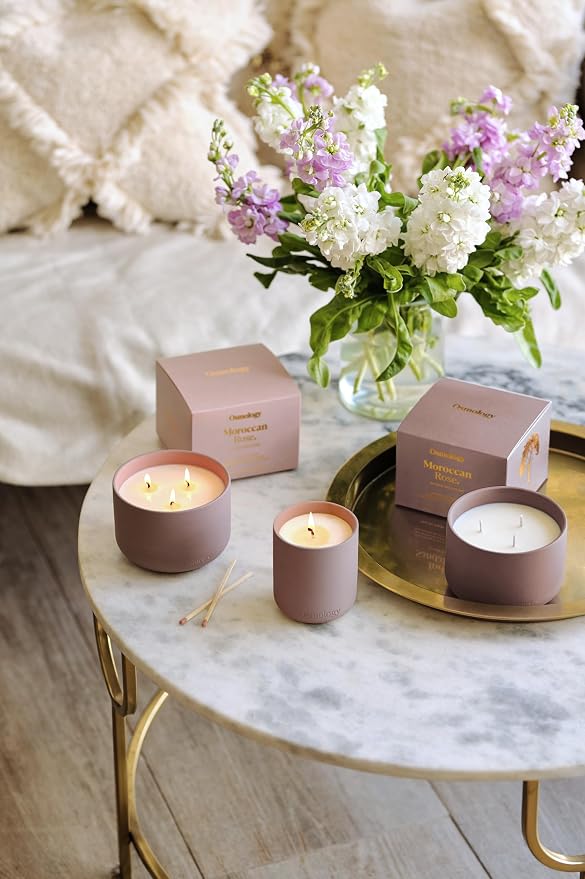 Moroccan Rose Aromatherapy Candle – Rose, Tonka Bean & Musk Scented Candle, Plant-Based Wax, 15.8 oz, 60 Hour Burn Time, Floral & Musky Candle
