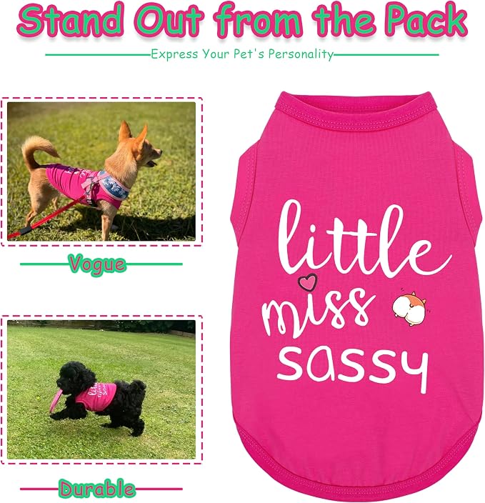 Dog Clothes Fashionable Sleeveless Pet Vest: 'Little Miss Sassy' Printed Cotton Dog Shirt, Ideal for Small, Medium, and Large Breeds, Ensuring Comfort and Breathability Green 3XL