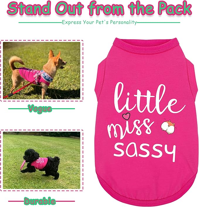 Dog Clothes Fashionable Sleeveless Pet Vest: 'Little Miss Sassy' Printed Cotton Dog Shirt, Ideal for Small, Medium, and Large Breeds, Ensuring Comfort and Breathability Orange Pink L