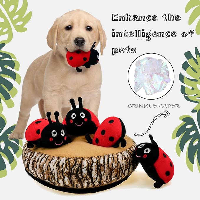 Hide and Seek Dog Toys, Multi-Purpose Interactive Squeaky Toys with Detachable Non-Slip Base, Treat Dispensing & Flying Disc Fetch, Enrichment Toys for Small Medium Large Dogs