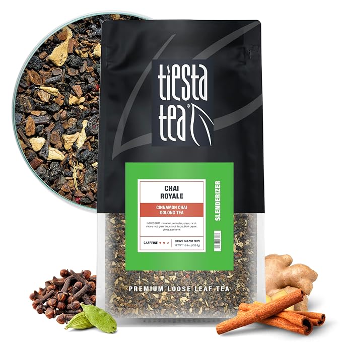 Tiesta Tea - Chai Royale Tea, Loose Leaf, Cinnamon Chai Oolong Tea, Premium Medium Caffeine Tea Blend, Make Hot or Iced & Up to 200 Cups, 16 oz Resealable Bulk Pouch