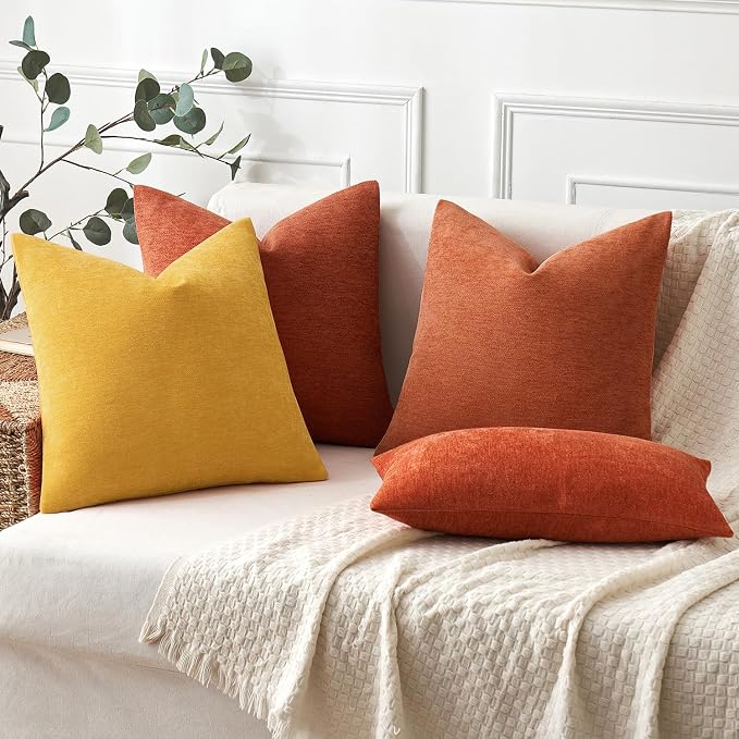 MIULEE Pack of 2 Goose Yellow Decorative Pillow Covers 18x18 Inch | Soft Chenille Couch Throw Pillows Farmhouse Cushion Covers for Home Decor Sofa Bedroom Living Room