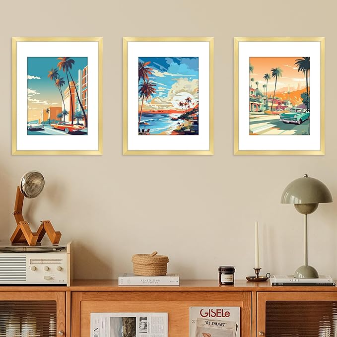 12x16 Picture Frame Gold Set of 2, Photo Frame with HD Plexiglass, Display Pictures 8.5x11 with Mat or 11x17 Without Mat, Gold Picture Frames Collage Wall Decor, Gallary Wall Frame