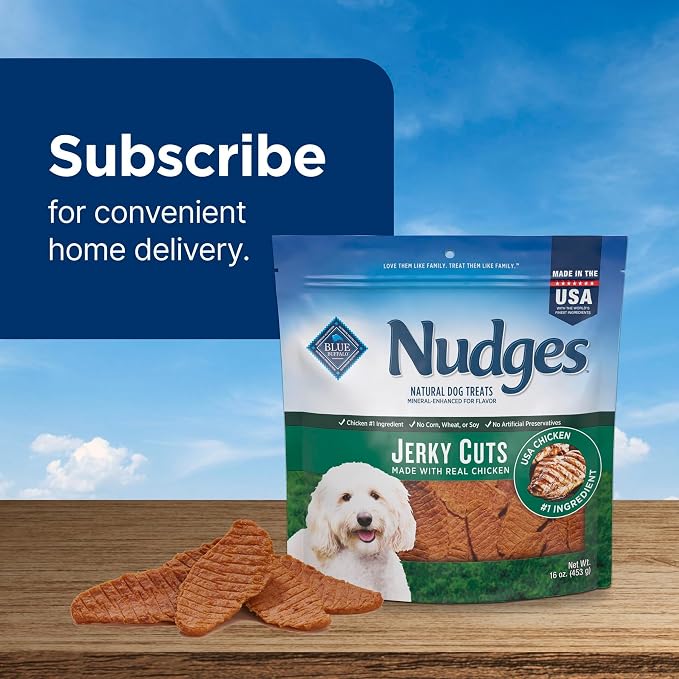 Blue Buffalo Nudges Jerky Cuts Chicken Dog Treats, 16 oz | Real Chicken First, Oven-Dried, Easy to Tear, No Chicken By-Product, Corn, Wheat, or Soy