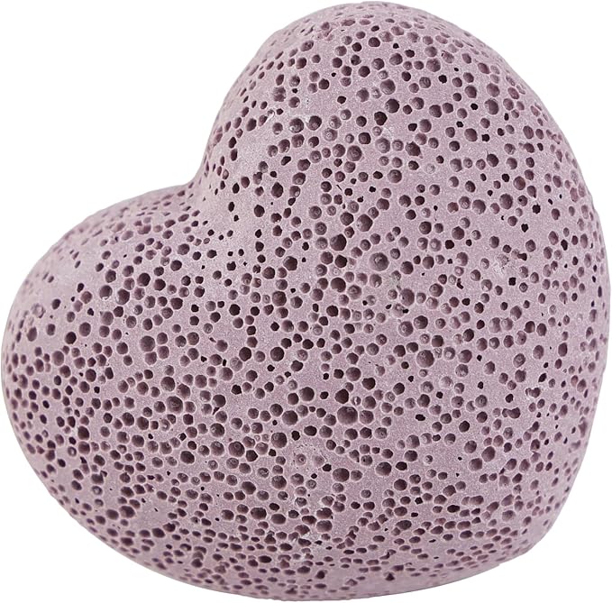 TUMBEELLUWA 2 PCS Purple Heart Shaped Lava Rocks for Essential Oils | 1.73 Inches Porous Oil Diffuser Stone, Aroma Diffuser for Home Office, Carved Heart Stone for Romantic Wedding Favor & Decor