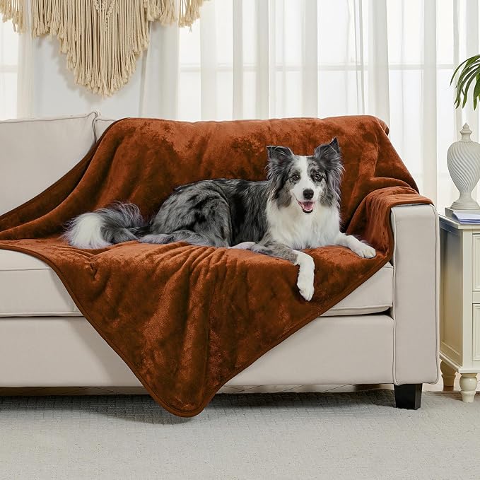 Soft Waterproof Blanket for Bed Couch Sofa, Caramel, 60x80 inches | Liquid Pee Proof Pet Blanket for Dog Puppy Cat, Reversible Sherpa Fleece Blanket for Couch Cover, Furniture Protector