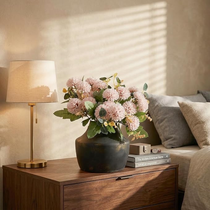 Ceramic Flower Vase, 5.3 Inch Rustic Vase for Flowers, Small Terracotta Pottery Vase for Home Decor, Farmhouse Decorative Vase for Living Room Kitchen Table Shelf Bedroom Decor