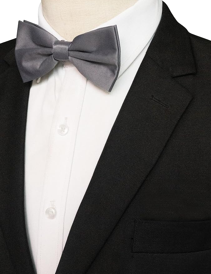 JEMYGINS Solid Color Pre-tied Bow Tie Adjustable Bowtie for Men