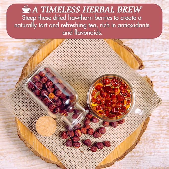 Cure wid Pure Organic Hawthorn Berry Tea 16oz | Non-GMO Caffeine-Free Hawthorne Berry Tea | Resealable Eco-Friendly Bag | Dried Hawthorn Berries For Heart Health,High Blood Pressure Support & Wellness