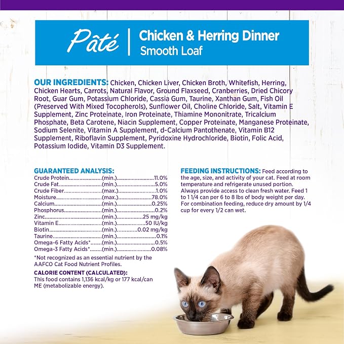 Wellness Complete Health Pate Adult Canned Wet Cat Food, Natural, Protein Rich, Grain Free, Chicken and Herring Dinner Recipe, 5.5 oz, Pack of 24 Cans