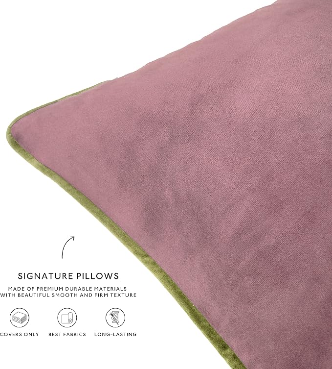 MONDAY MOOSE Decorative Throw Pillow Covers Cushion Cases, Set of 4 Soft Velvet Modern Double-Sided Designs, Mix and Match for Home Decor, Pillow Inserts Not Included (20x20 inch, Purple/Green)