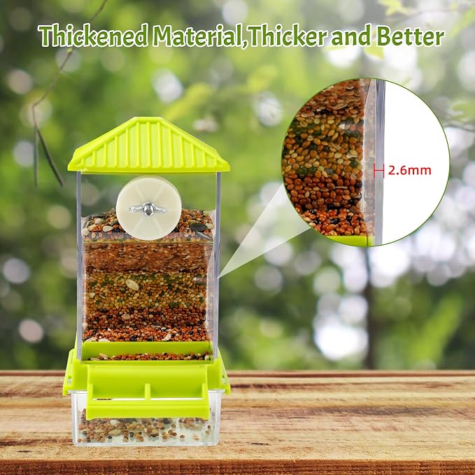 Rypet No-Mess Automatic Bird Feeder for Cage, Parrot Cage Accessories | Transparent Acrylic Food Dispenser, Helps Reduce Seed Scatter, for Parakeet Cockatiel Parrot Canary