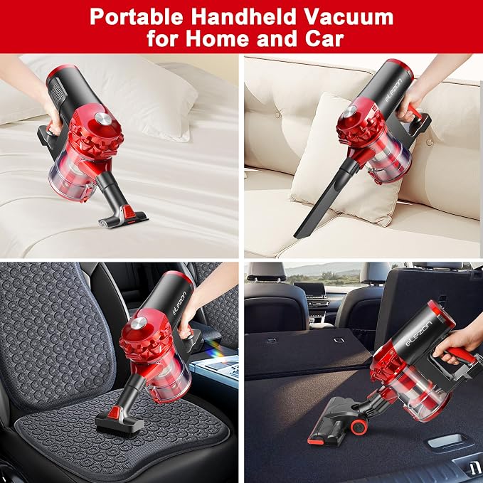 elezon A200 Cordless Vacuum Cleaner, Stick Vacuum with Powerful Suction, Max 38 Mins Runtime, Rechargeable Battery, HEPA Filter, Portable Lightweight Vacuum Cleaners for Home, Hard Floor, Pet Hair