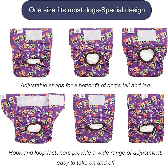CuteBone Dog Diapers Female Washable Small Medium Large 3 Pack Reusable Doggie Diapers Puppy Period Pants for Doggy Heat Cycle Peeing