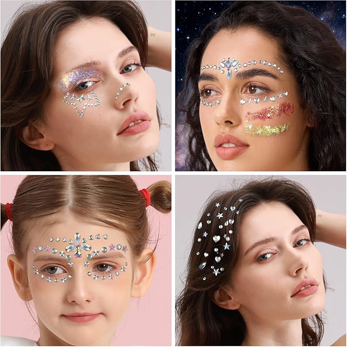 YGDZ Glow in The Dark Body Glitter, Face Glitter Gel, Mermaid Face Gems Kit, Hair Glitter Jewels for Makeup, Festival Outfits for UV Black Light Party, Rave Accessories for Women