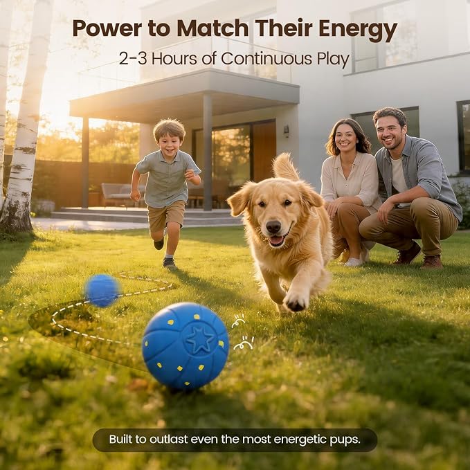 Invengo Interactive Dog Ball, Automatic Rolling Dog Toys with 3 Play Modes | E-TPU Material Dog Balls, IP65 Waterproof Interactive Dog Toys for Medium Dogs(Blue)