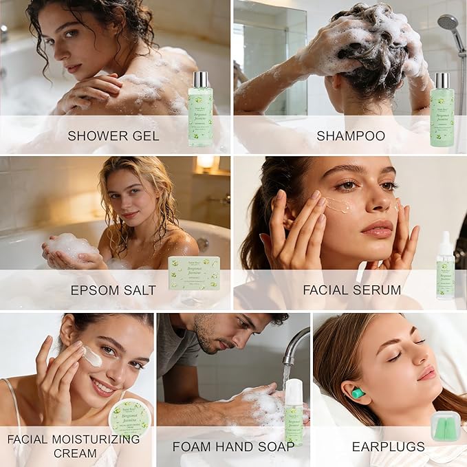 30 Pcs Spa Gifts for Women & Men, Bergamot Jasmine Bath & Body Gift Basket, Self-Care Relaxation Set, Face Skin Care Kit, Home Spa Gift, Birthday, Christmas, Mother's Day, Anniversary, Cup spa kit
