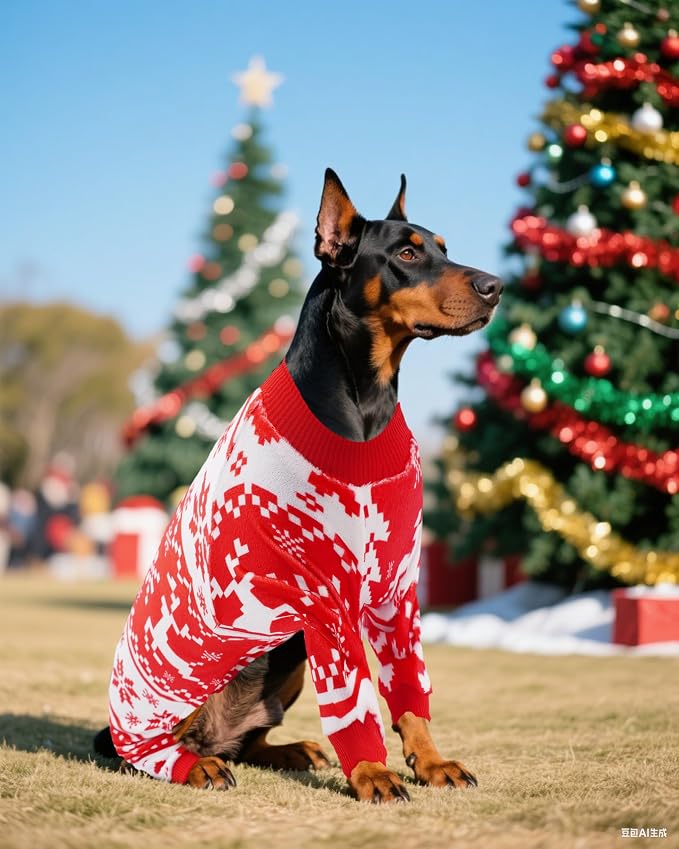 PET SHOW 4 Pack Christmas Velvet Dog Pajamas for Extra Large Dogs | Soft stretchy dogs onesies,boy girl pjs with sleeve,holiday jumpsuit costume for large pets,XXL