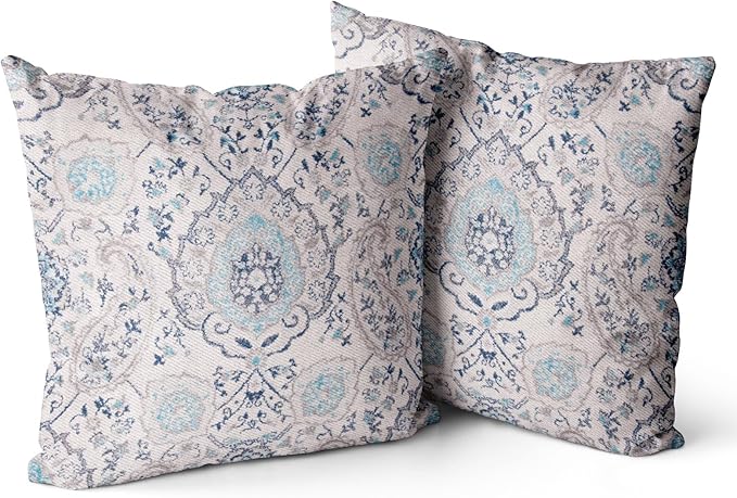 Snycler Boho Throw Pillow Covers 24x24 inch Set of 2 Terracotta Rust Blue Colored Throw Pillows Double Sided Boho Home Soft Decor for Bedroom Living Room Couch & Sofa (No Inserts)
