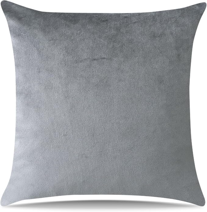 Artscope Luxury Velvet Pillow Covers Decorative Square Pillowcases Soft Solid Cushion Cases for Couch Sofa Bedroom Home Decor 16x16 Inch Graphite Grey