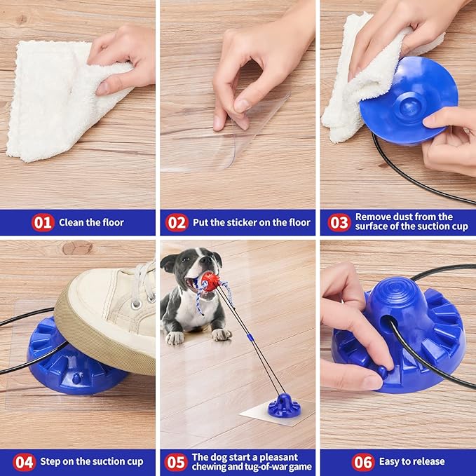 Interactive Dog Toys Aggressive Chewer Suction Cup Tug of War, Indestructible Puzzle Toys & Treat Dispensing Ball for Dog Enrichment