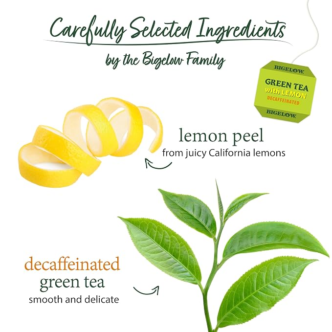 Bigelow Tea Decaffeinated Green Tea with Lemon, Decaf Tea with Green Tea and Lemon, 20 Count Box (Pack of 6), 120 Total Tea Bags