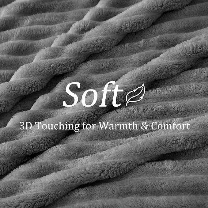 BEDELITE Ribbed Fleece Throw Blanket for Couch, Grey, 50"x70" | Ultra-Soft Plush Fleece, Warm Yet Lightweight, Ribbed Texture, Home Decor, Machine Washable, Giftable, All-Season Use