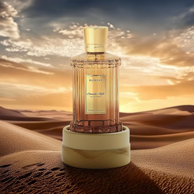 ROMASS Nomadic Night Eau de Parfum Spray - 3.4oz/100ml, Unisex Fragrance with Smoked Oud, Desert Sage, Rose & Raspberry Notes, Warm Woody Scent