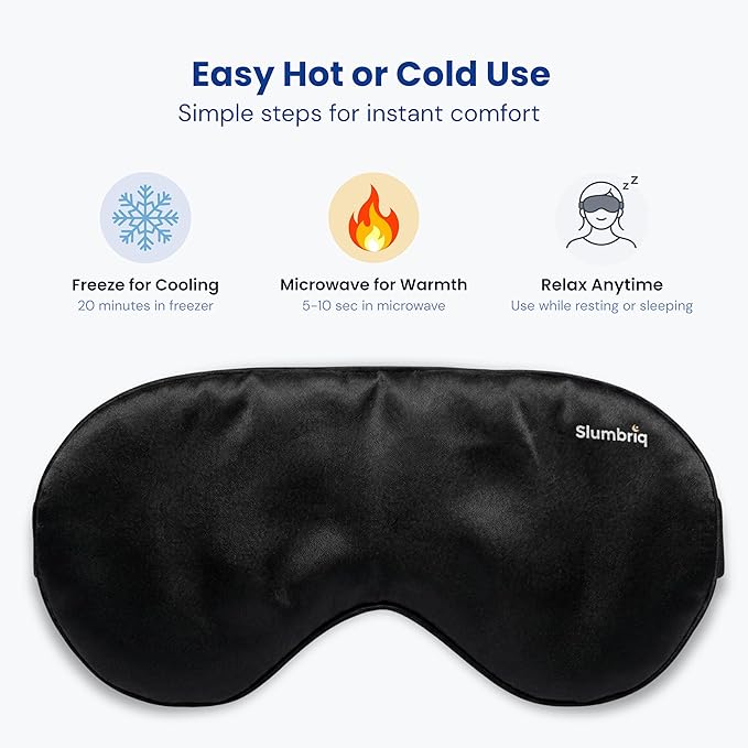 Cooling Eye Mask for Sleeping – Reusable Hot & Cold Gel Eye Mask with Adjustable Strap, Wide Coverage Sleep Eye Mask for Relaxation, Travel & Eye Comfort