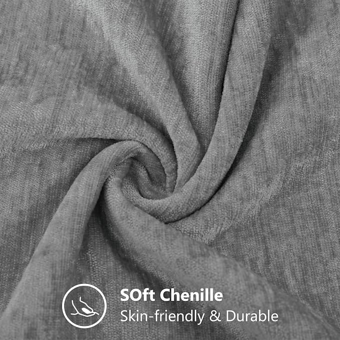 decorUhome Soft Chenille Dark Grey Throw Pillow Covers 24X24 Set of 2 | Decorative Fall Couch Pillow Covers Solid Dyed Accent Modern Euro Sham Farmhouse Neutral Square Pillow Cases for Sofa