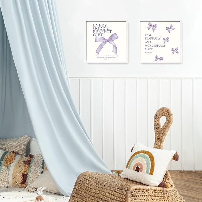 LARTSFRO Coquette Purple Bow Wall Art Decor Posters, Purple Bow Room Bedroom Bathroom Dorm Wall Art Decor Aesthetic for Teen Girls Gifts, Inspirational Bible Verses Bow Wall Decor, 10x10 Inch Set of 4 Pcs Bow Pictures (UNFRAMED)