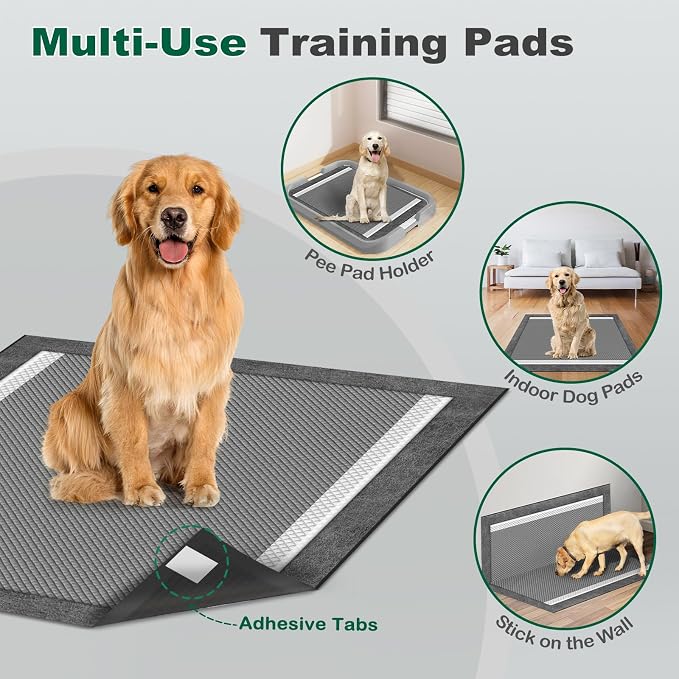 MIZOK Pee Pads for Dogs Charcoal Disposable No Leak Large 28x30in 100Ct | Heavy Duty Carbon Layers, Powerful Odor Eliminator, Extra Thick Dog Pads, Protects Floors from Daily Messes