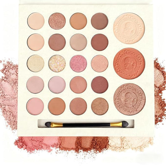 K'APEINE Brown Eyeshadow Palette, 23Colors Matte Shimmer Eyeshadow Nude Neutral Makeup Palette Smoky Eye Shadow Pallet with 1 Brush Highly Pigmented Waterproof Makeup Kit for Women Daily, Party