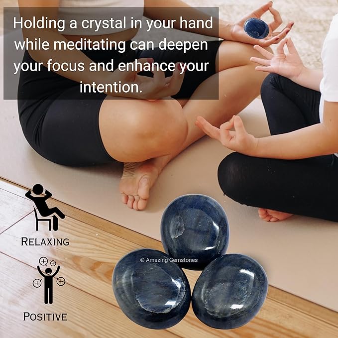 Amazing Gemstone Blue Aventurine Crystals and Healing Stones - Large Palm Stone Crystals Piedra - Crystal for Good Luck, Positive Energy, Meditation - Unique Stocking Stuffers and Gifts for Women, Men