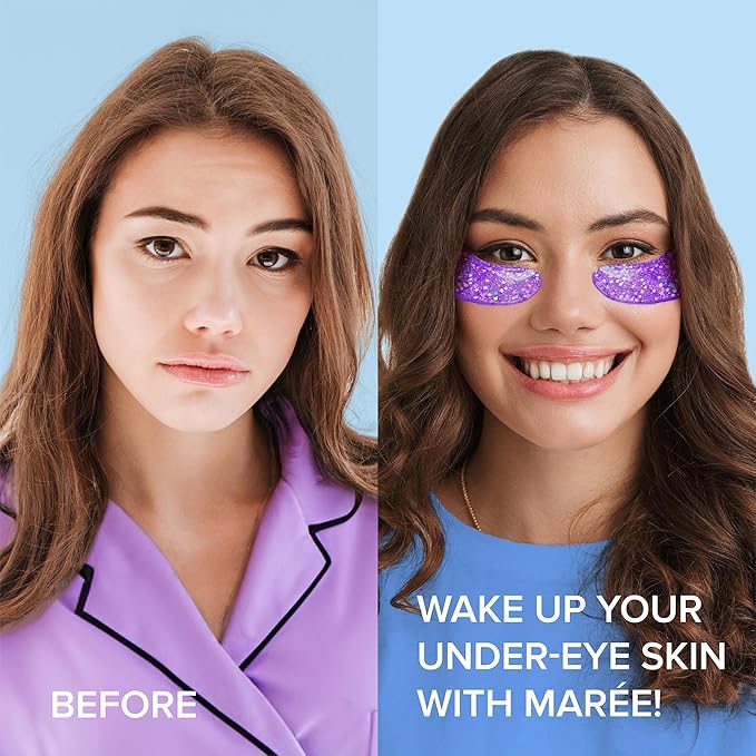 MAREE Eye Gels 2 PACK - Under Eye Patches for Puffy Eyes and Dark Circles with Natural Marine Collagen & Hyaluronic Acid - Anti-Aging Masks for Face to Soothe Puffiness