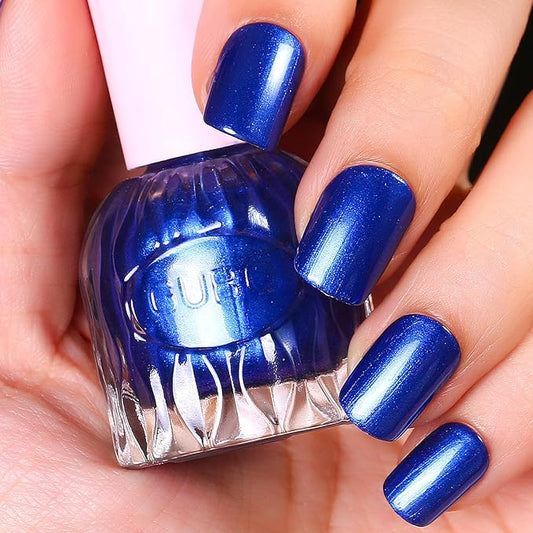 Major Dijit Quick Air Dry Nail Polish Glitter Blue Regular Nail Polish Non UV Gel Hema 0.34 fl oz.