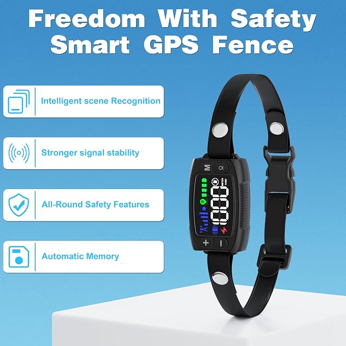 GPS Wireless Dog Fence System, Rechargeable Electric Fence for Dog