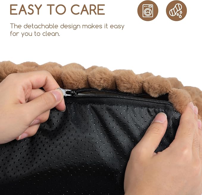 Hollypet Small Dog Large Cat Bed Puppy Couch Beds for Pets up to 25 lbs | Fluffy Dog Cat Couch Plush Soft Warming Pets Beds with Machine Washable Cover and Non-Slip Bottom