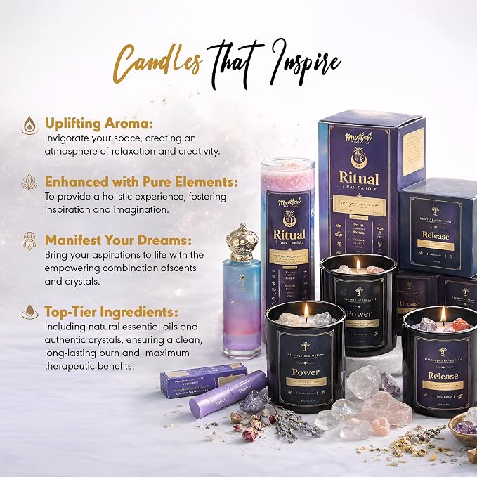Aromatherapy Scented Candle for Confidence & Motivation – Hand-Poured Soy Candle Infused with Jasmine, Mint & Pyrite Crystals – 10.5 Oz & 50 Hrs Burn Time – Ideal Birthday Gift