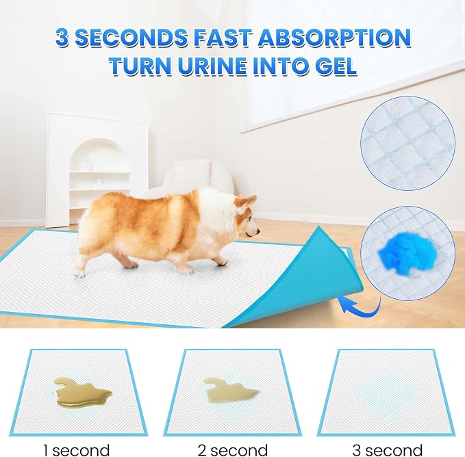 Boscute Thicken 6 Layers Heavy Absorbent XL 36"x24" Pet Training Dog Pee Pads, Extra Large Polymer Leak-Proof Quick Dry Puppy Pee Pads, Disposable Pee Pads for Dogs Cats Rabbit, 100 Counts | Heavy Absorbent up to 7 Cups, Quick Dry, for Dogs Cats Rabbit...