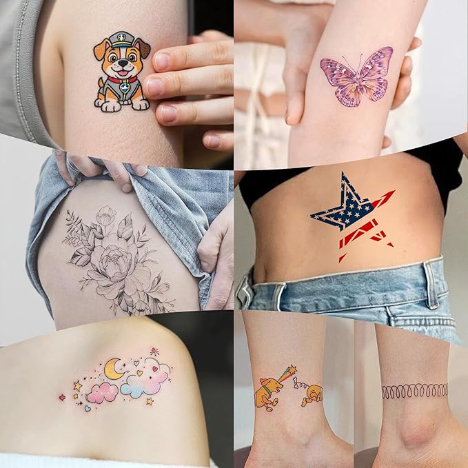 Printable Temporary Tattoo Paper for INKJET Printer, 12-Sets Custom Tattoo Printer Sticker 8.5X11", DIY Personal Clear Transfer Paper for Kids, Family, Christmas, Birthdays, Parties, Festivals