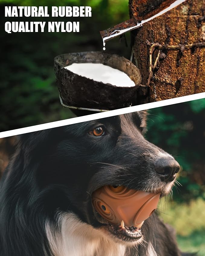Mewlmart Giggle Ball for Dogs Owl Toys for Aggressive Chewers Dog Ball Toy for Puppy Medium Large Dogs Fun Gift for Dog Natural Rubber Hoot Brown