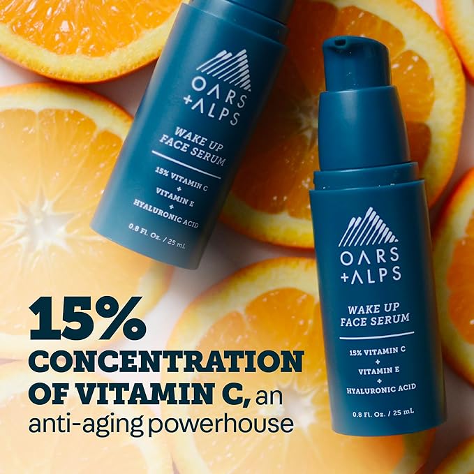Oars + Alps Vitamin C Serum for Face, Anti Aging Face Serum with Vitamin C, Hyaluronic Acid, and Vitamin E, All Skin Types, Targets Wrinkle, Dark Spots, Lines, Uneven Tone, TSA Friendly, 0.8oz