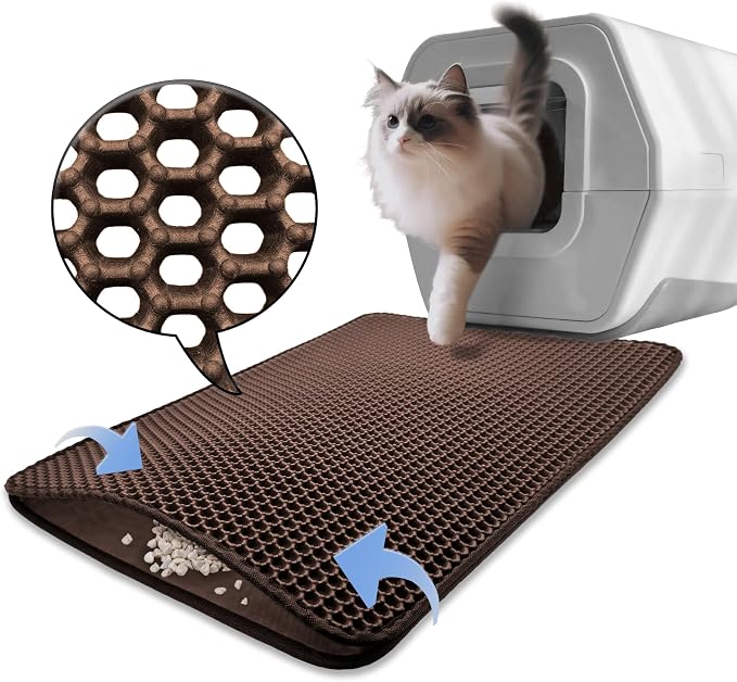 HTTMT- Cat Litter Mats 25.6x22 inch (65X55cm) Pet Supplies & Housebreaking Brown Cat litter Double Layer Pad Trapper Folding Pad EVA Foam Rubber
