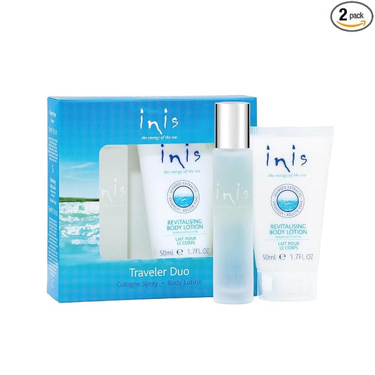 Inis the Energy of the Sea - Cologne and Body Lotion Sampler Gift Set for Women and Men, Unisex Travel Size Toiletries with Mini Cologne and Mini Lotion, Clean Ocean Fresh Fragrance